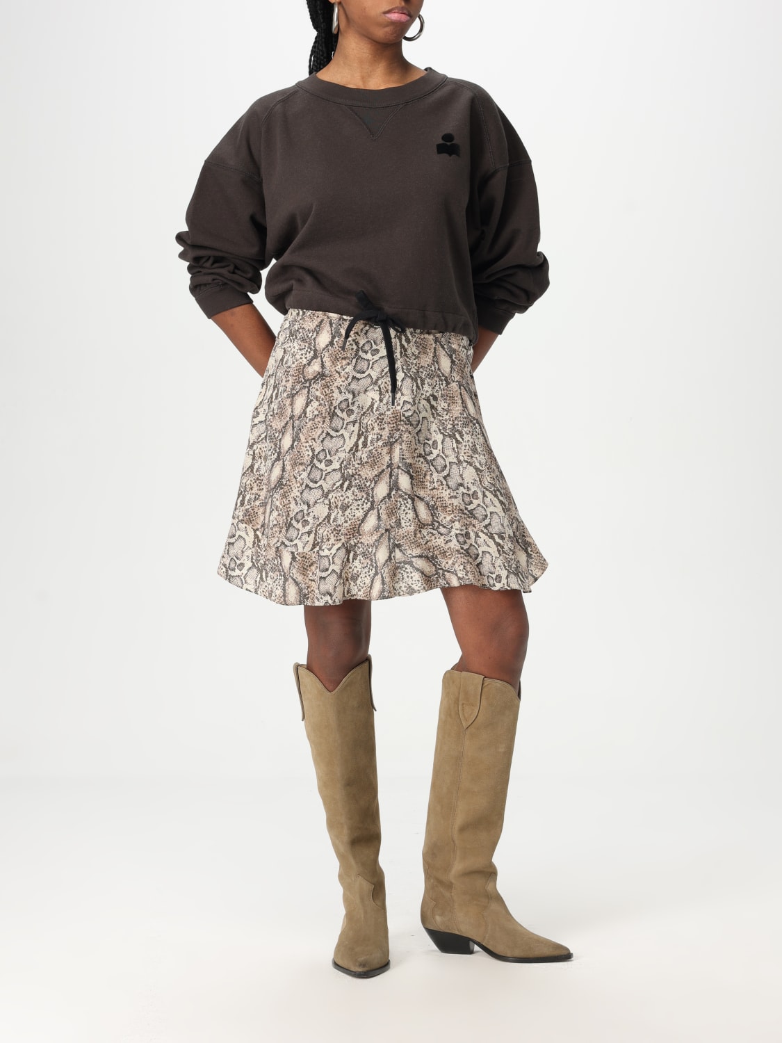 ISABEL MARANT GONNA: Gonna mini Isabel Marant in seta stampata , Beige - Img 2