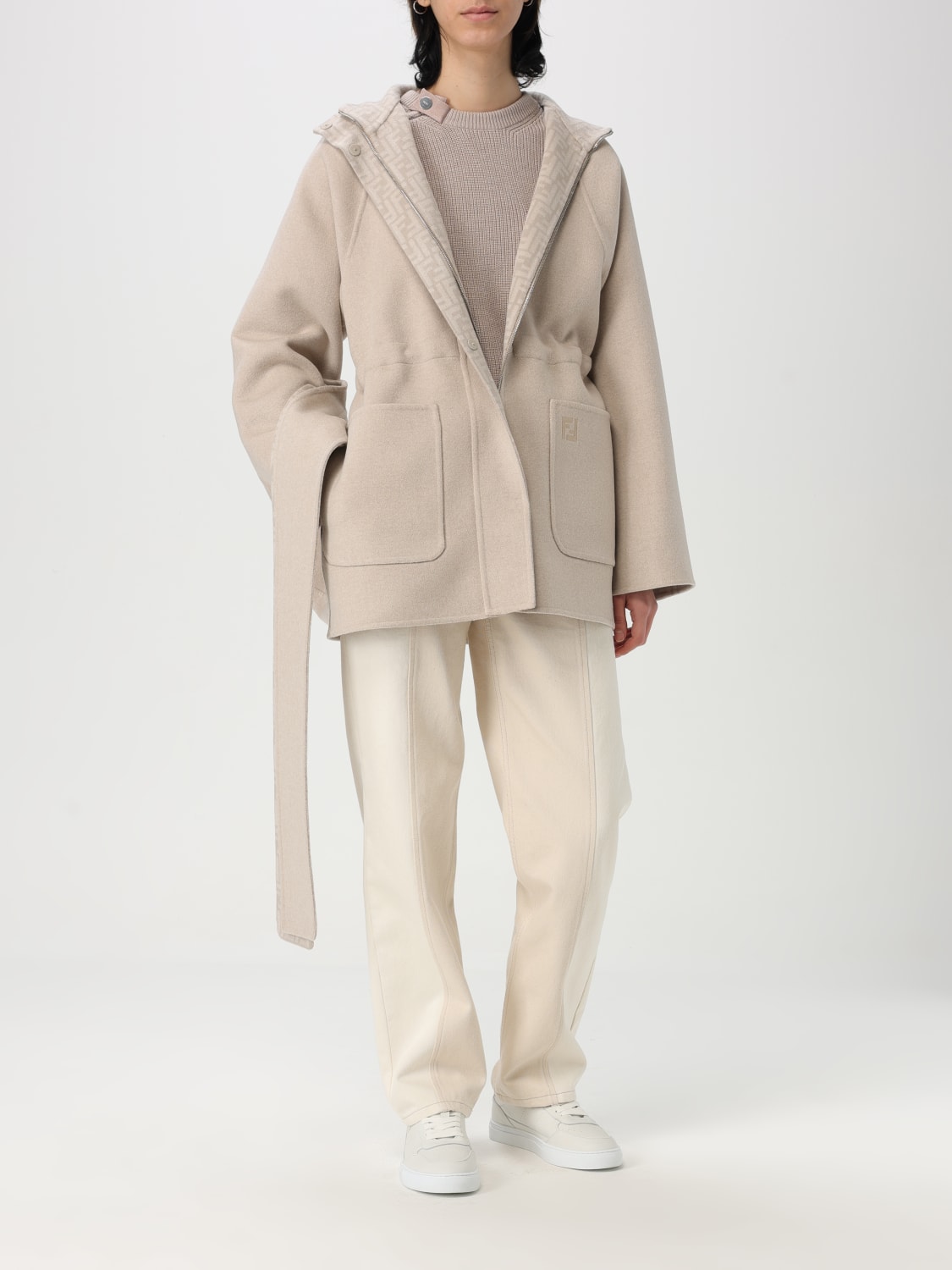 FENDI JACKET: Coat woman Fendi, Beige - Img 2