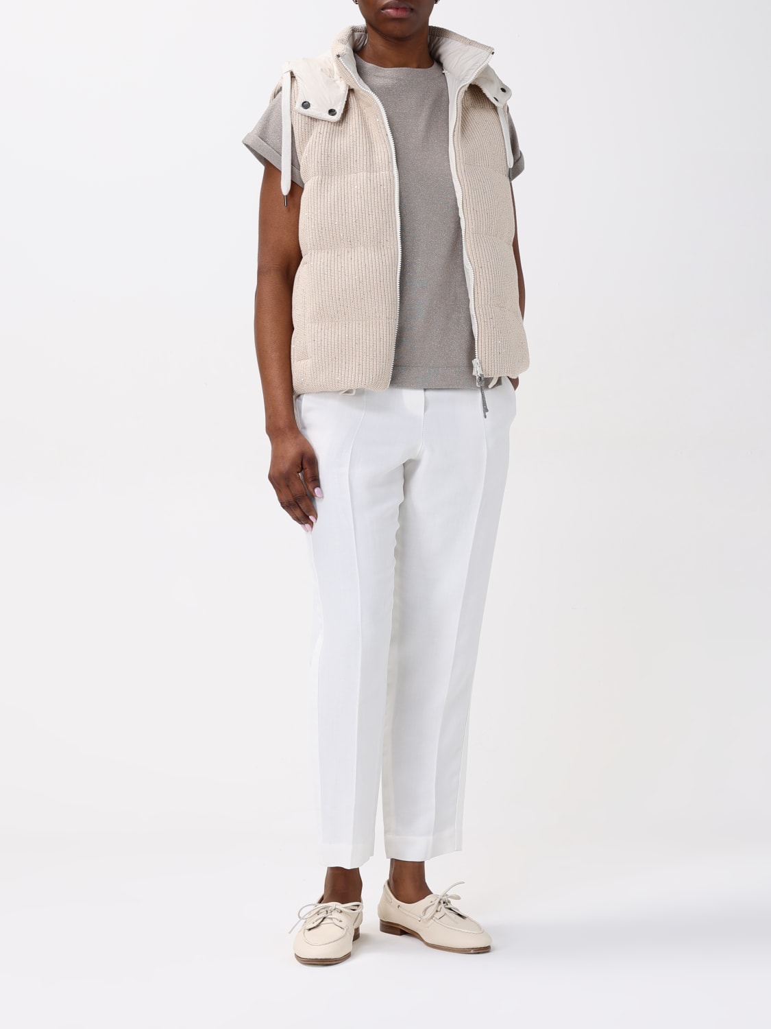 ボトムスその他 BRUNELLO CUCINELLI Woman Pants Natural MH126P8884 C600 BRUNELLO CUCINELLI: Pants woman - Natural | Brunello