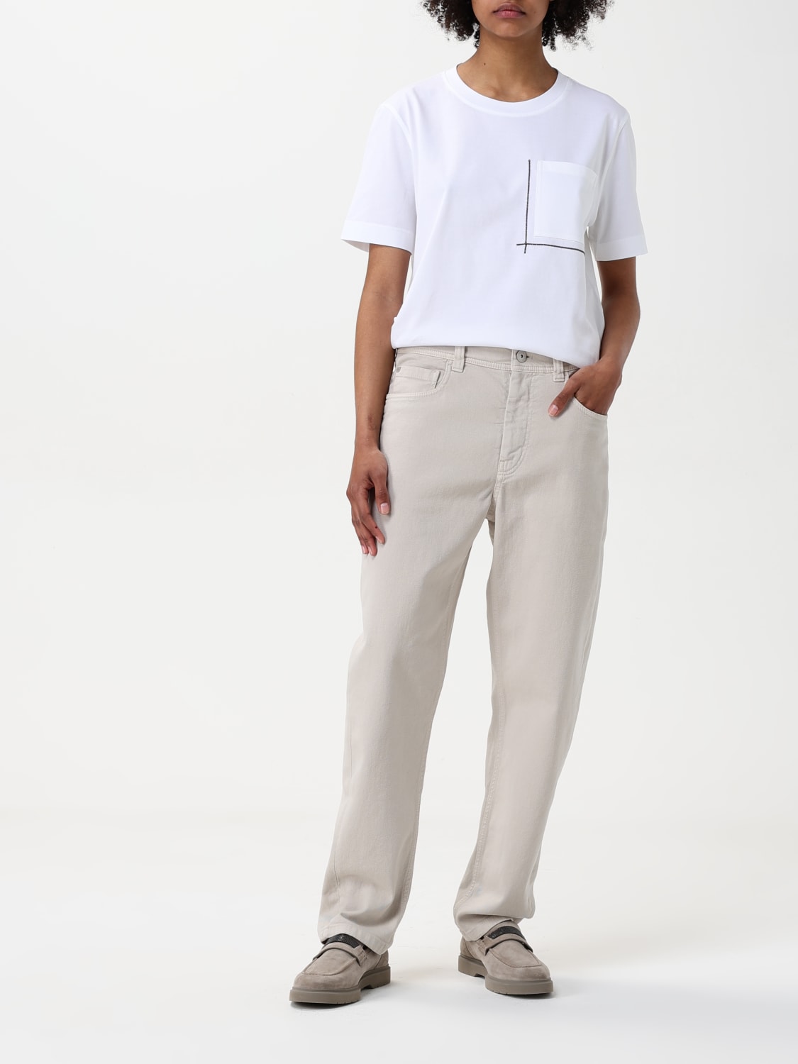 デニム・ジーパン BRUNELLO CUCINELLI Woman Jeans Ivory MB057P5319 C7192 BRUNELLO CUCINELLI: women's jeans - Ivory | Brunello
