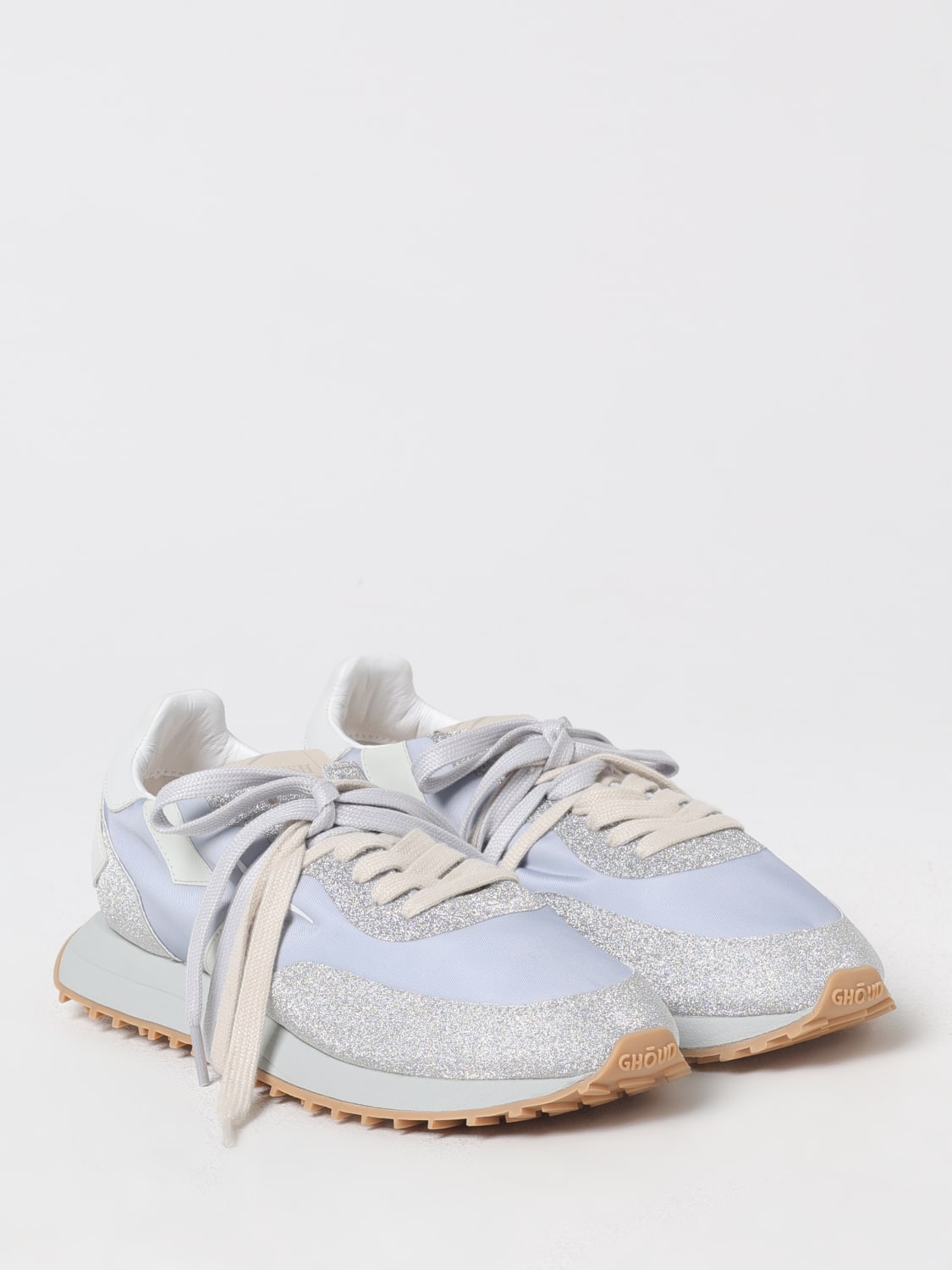 GHOUD SNEAKERS: Sneakers Rush Ghoud in pelle e tessuto glitter , Argento - Img 2