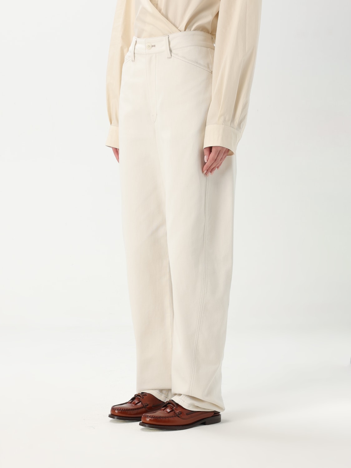 LEMAIRE PANTALONI: Pantalone Lemaire in cotone , Bianco - Img 4