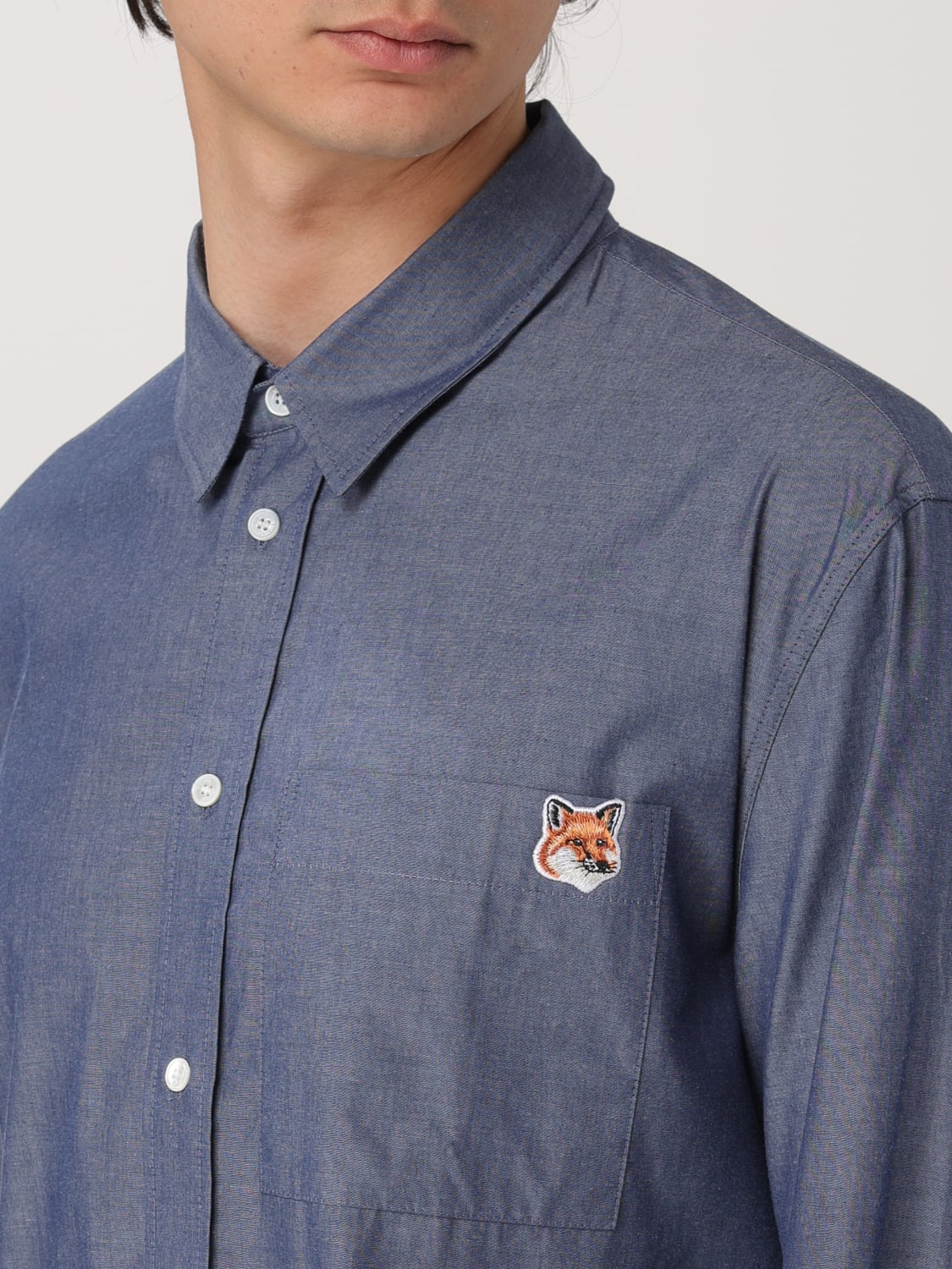MAISON KITSUNE メンズ シャツ OM00432WC5043 P470 MAISON KITSUNÉ: Shirt men - Blue | Maison Kitsuné shirt
