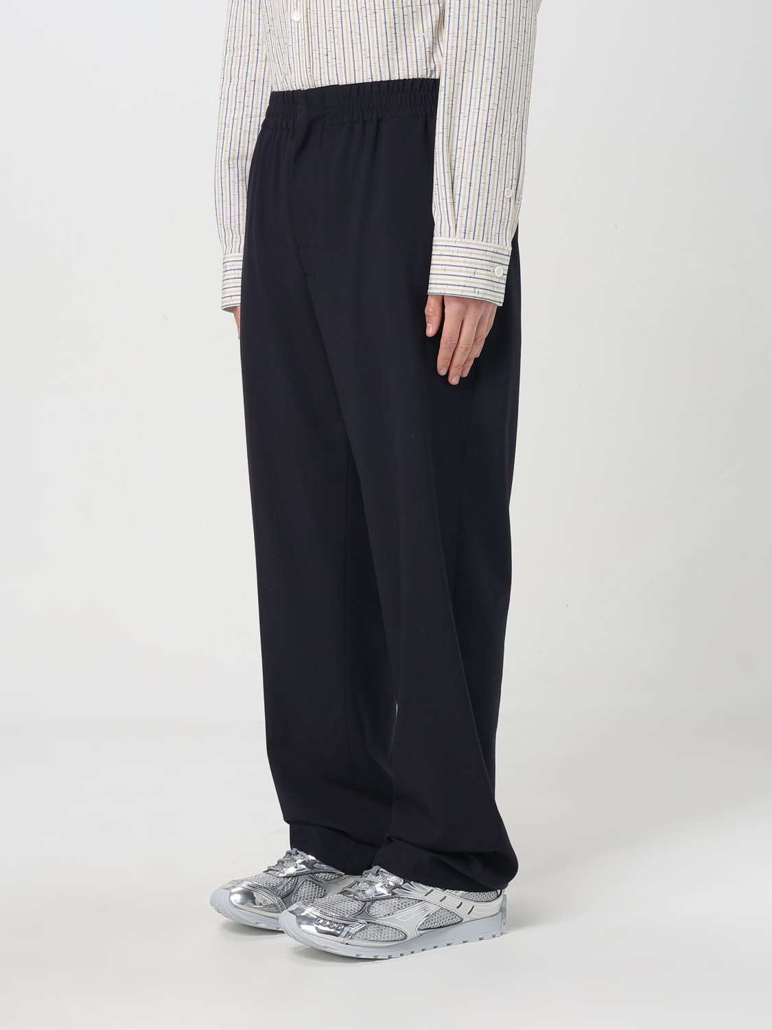 パンツ BOTTEGA VENETA PANTS (797741V3PH0 1000) Beige Belted pleated cotton-blend straight-leg pants