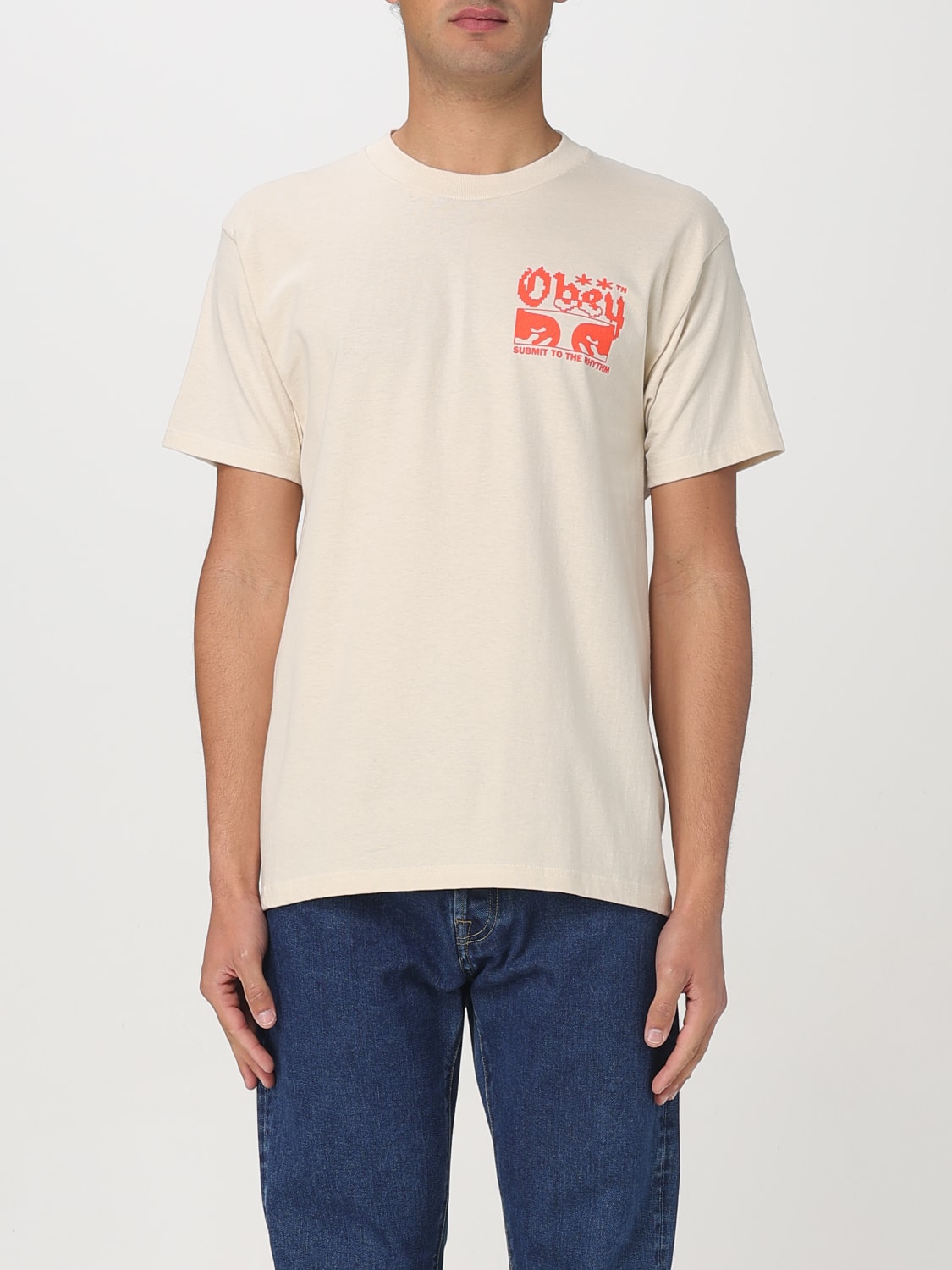 OBEY T-SHIRT: T-shirt in cotone con stampa grafica Obey, Panna - Img 1