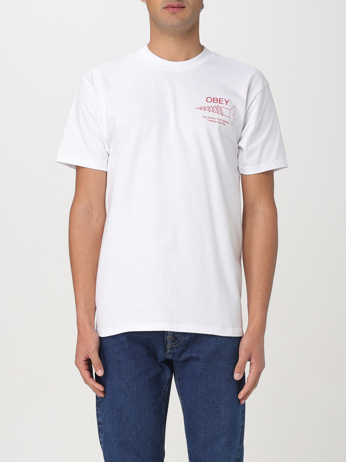 OBEY T-SHIRT: T-shirt in cotone con stampa grafica Obey, Bianco - Img 1