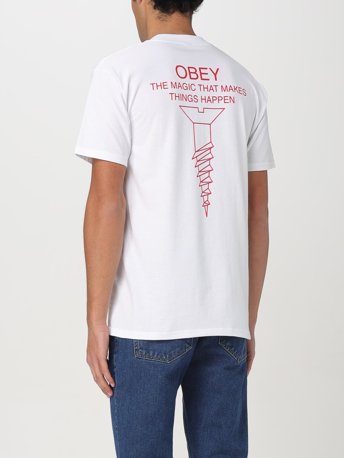 OBEY T-SHIRT: T-shirt in cotone con stampa grafica Obey, Bianco - Img 2