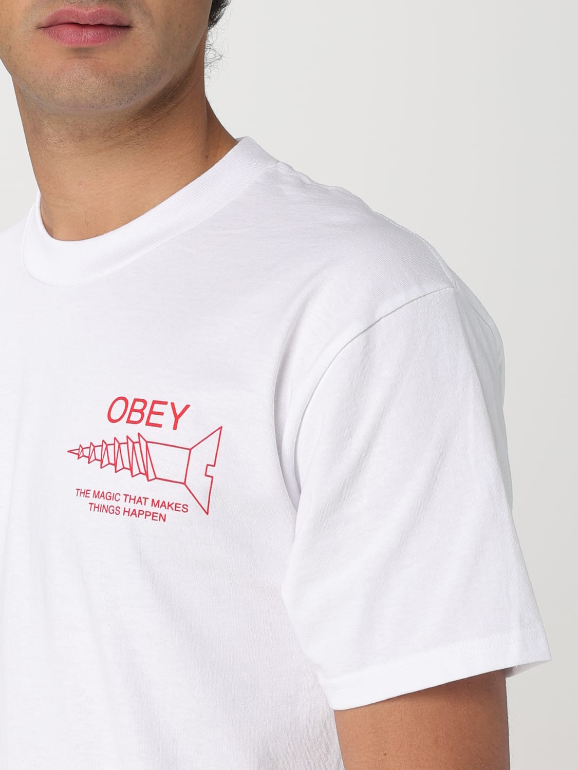 OBEY T-SHIRT: T-shirt in cotone con stampa grafica Obey, Bianco - Img 3