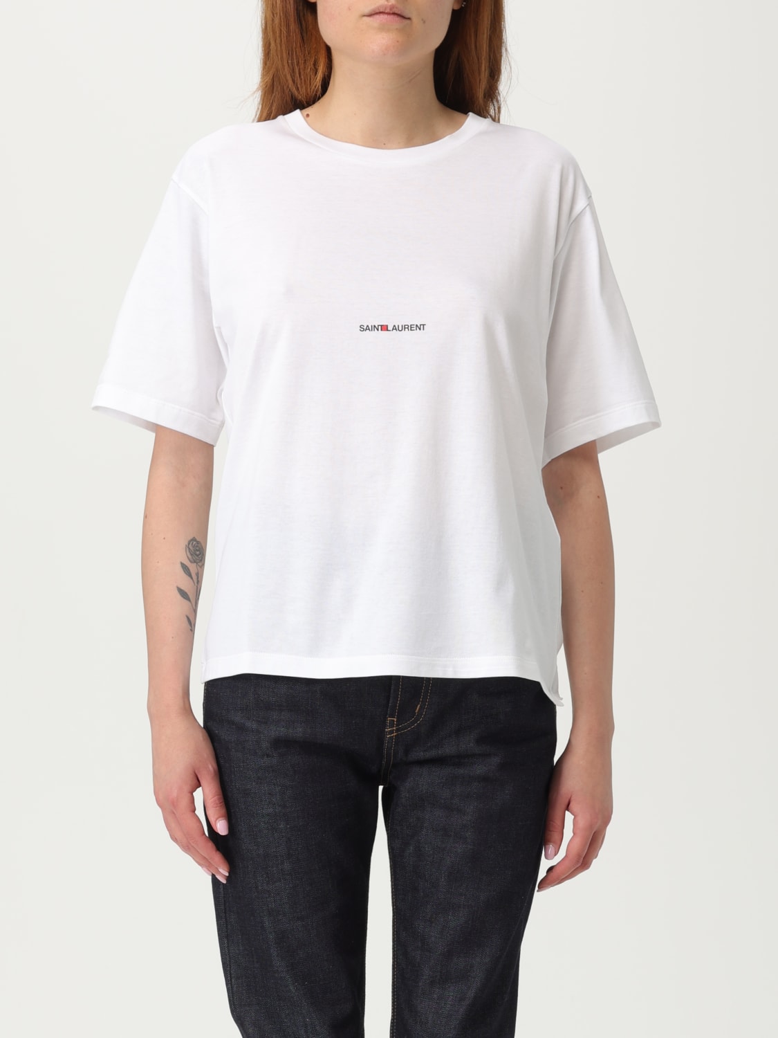 SAINT LAURENT T-SHIRT: T-shirt femme Saint Laurent, Blanc - Img 1