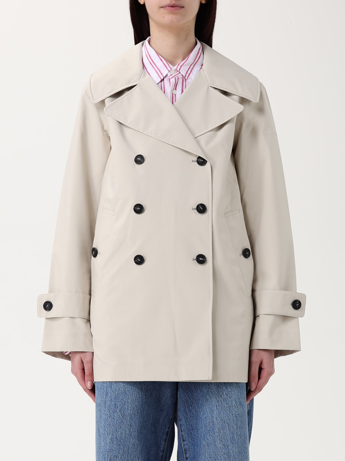 ジャケット SAVE THE DUCK Woman Jacket Beige D31600WGRIN20 40019 SAVE THE DUCK: double-breasted technical fabric trench coat
