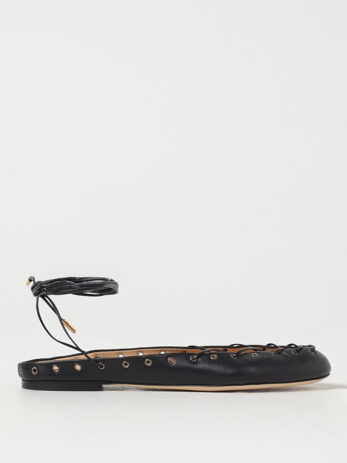 フラットシューズ CHLOE Woman Ballet flats Black CHC25U10BRI 001 Chloé Black leather ghillie ballerinas | TheDoubleF