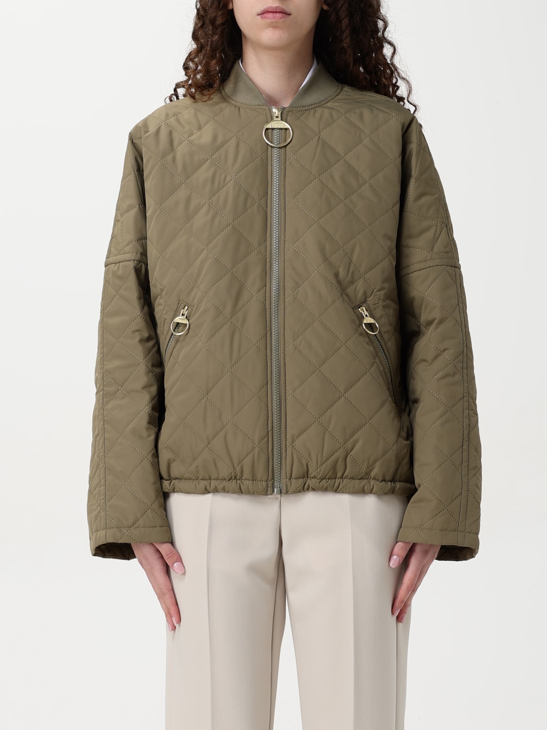コート BARBOUR Woman Coat Green LQU1819 GN32 BARBOUR: women's bomber jacket - Green | Barbour jacket