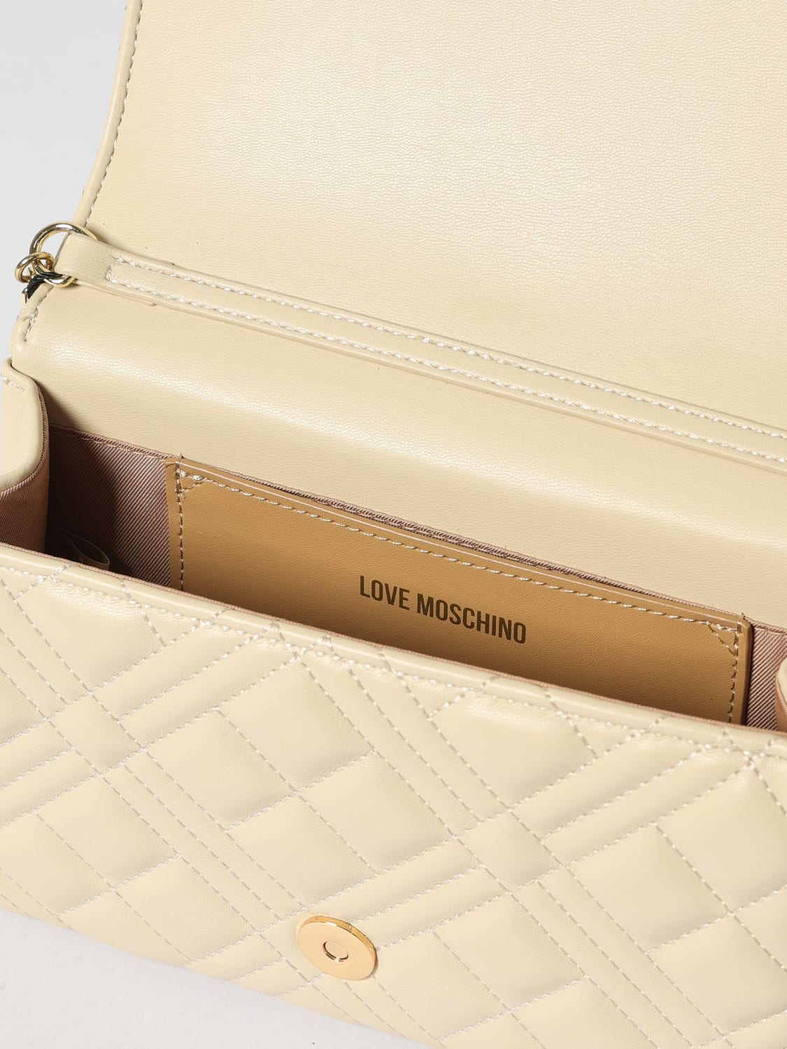 LOVE MOSCHINO BORSA MINI: Borsa Love Moschino in pelle sintetica matelassè , Avorio - Img 3