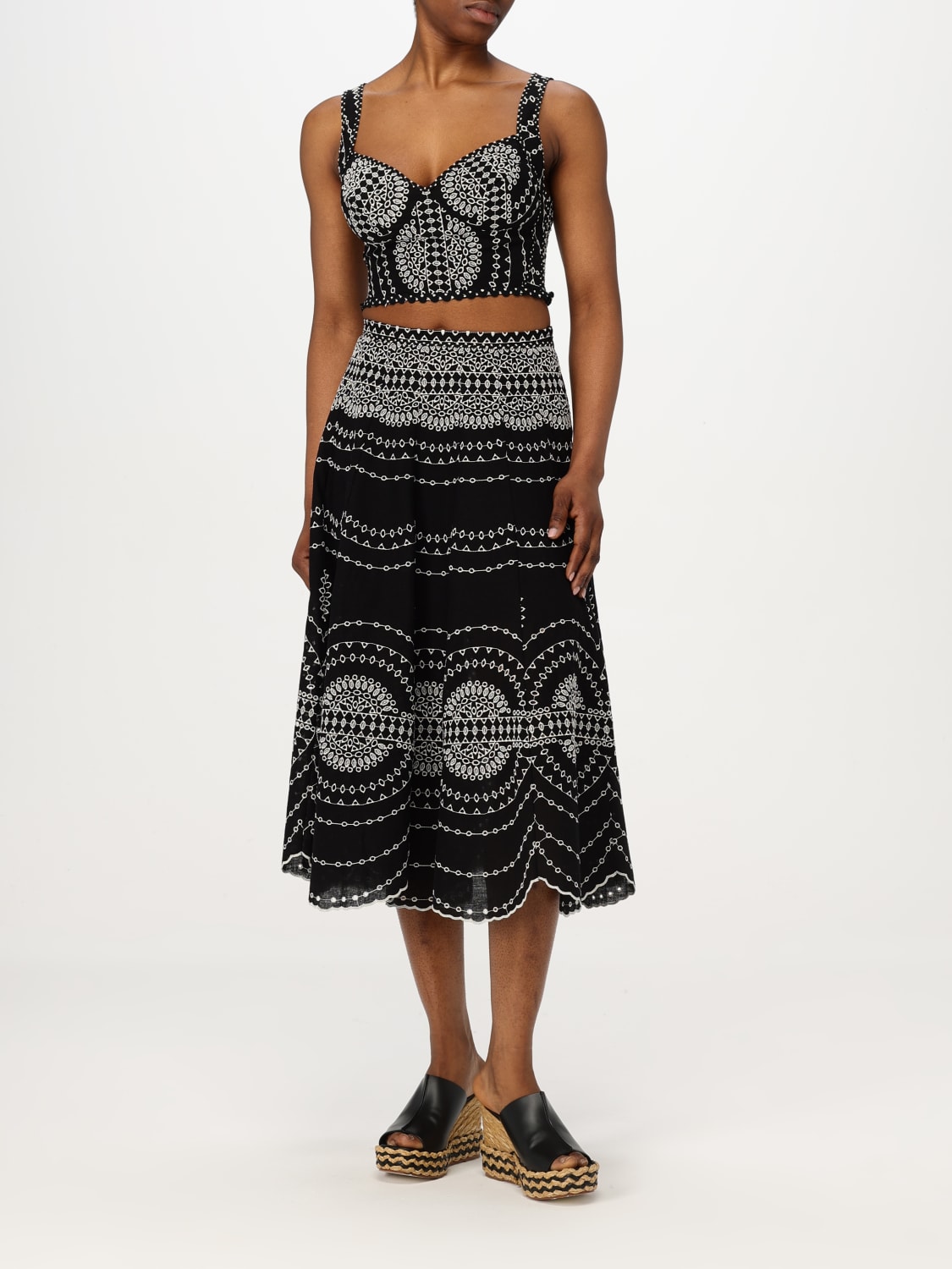 スカート Charo Ruiz SS25 CharoRuiz Skirts Black (254401 BLACK WHITE) CHARO RUIZ: Skirt woman Ibiza - Black | Charo Ruiz skirt