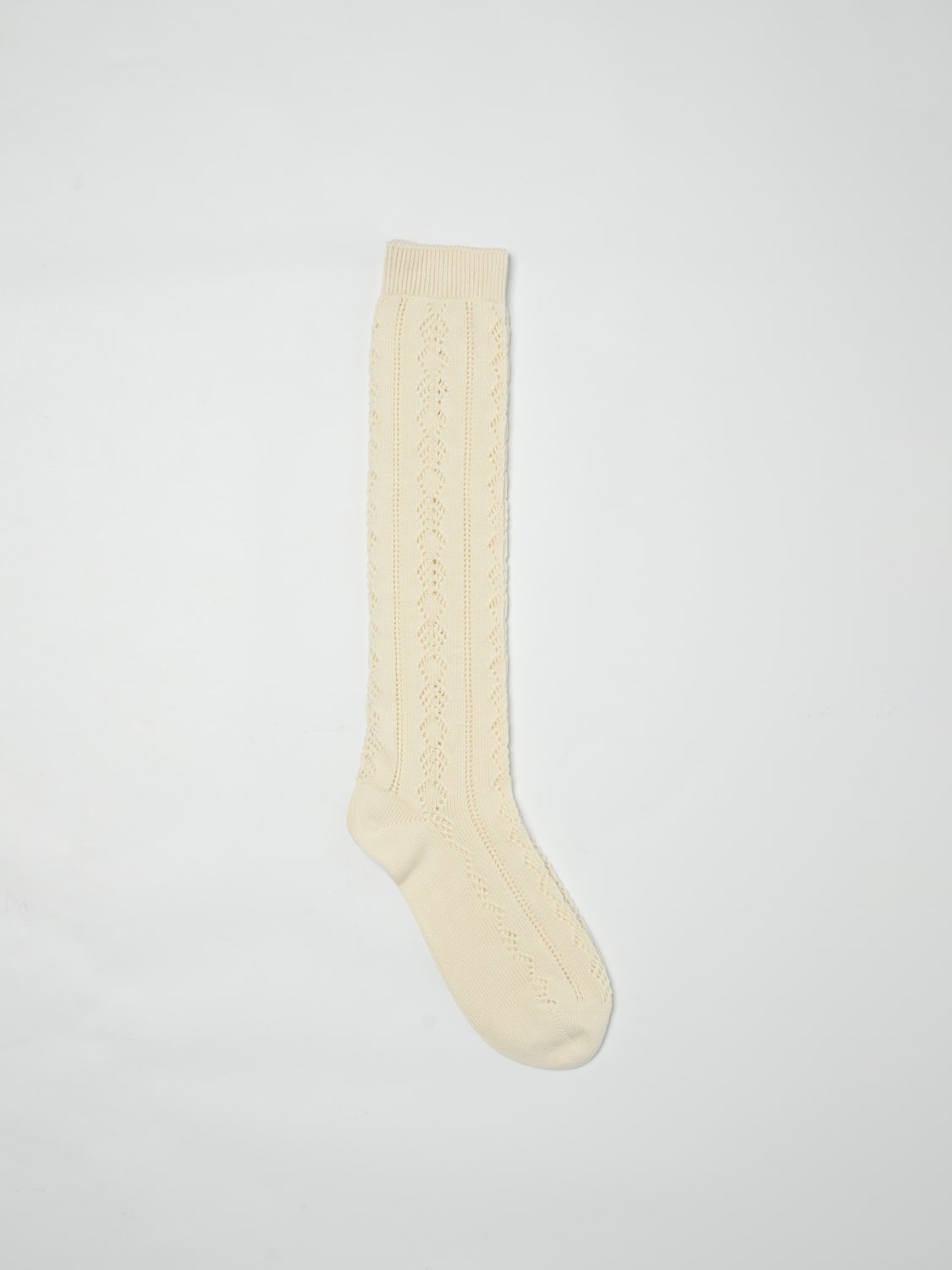 VALENTINO CALZE: Calze in cotone traforato VLogo Valentino, Bianco - Img 1