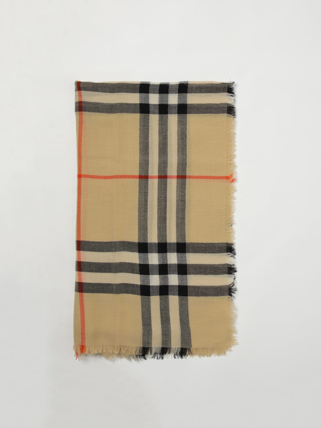 BURBERRY SCIARPA: Sciarpa Vintage Check Burberry in lana , Beige - Img 1