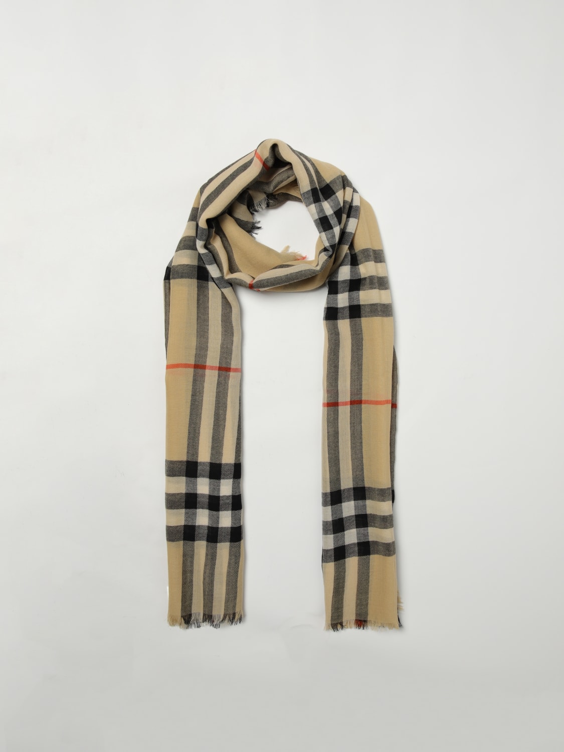 BURBERRY SCIARPA: Sciarpa Vintage Check Burberry in lana , Beige - Img 5