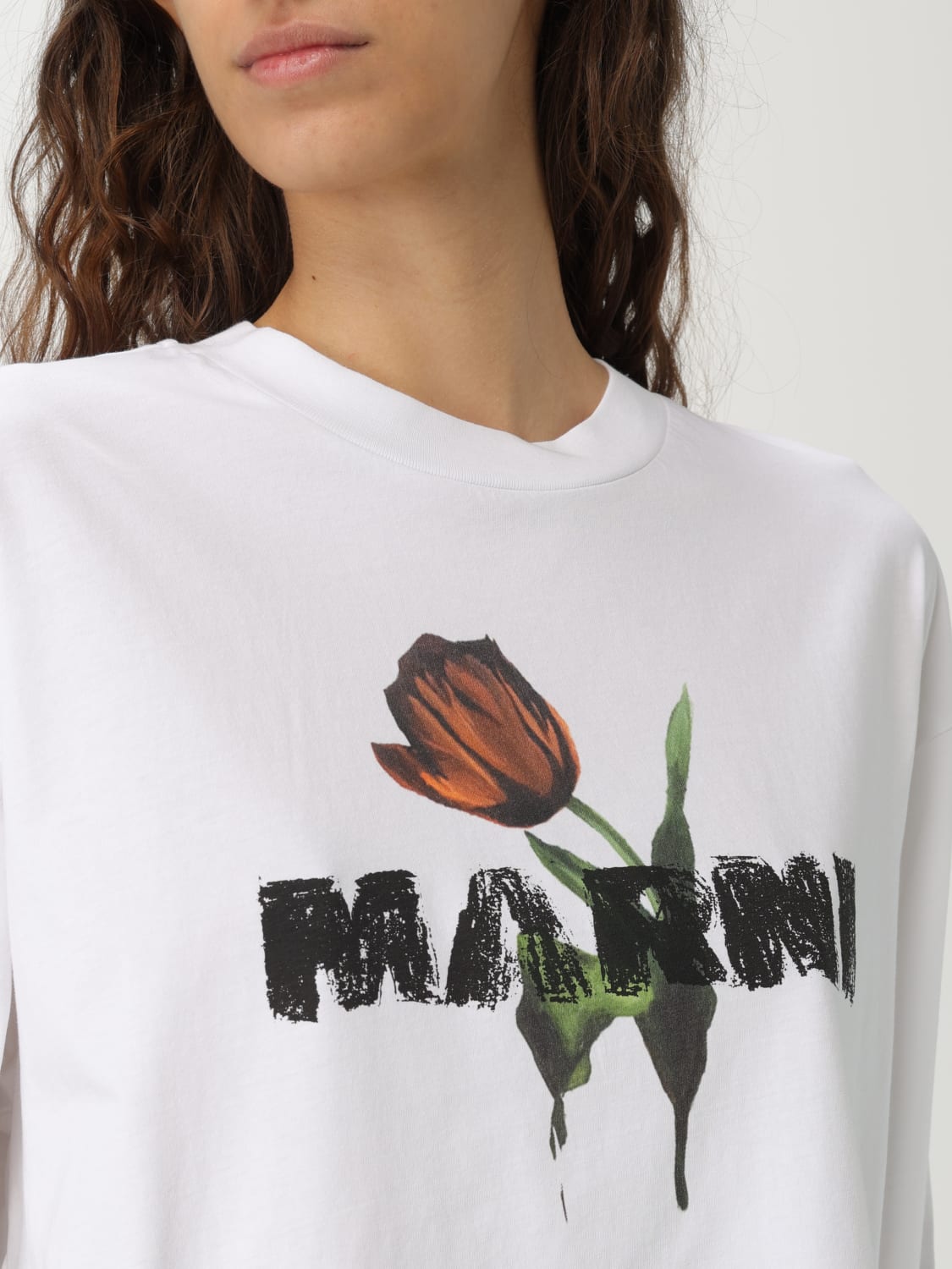 MARNI T-SHIRTS: T-shirt oversize in cotone con stampa logo Marni, Bianco - Img 5
