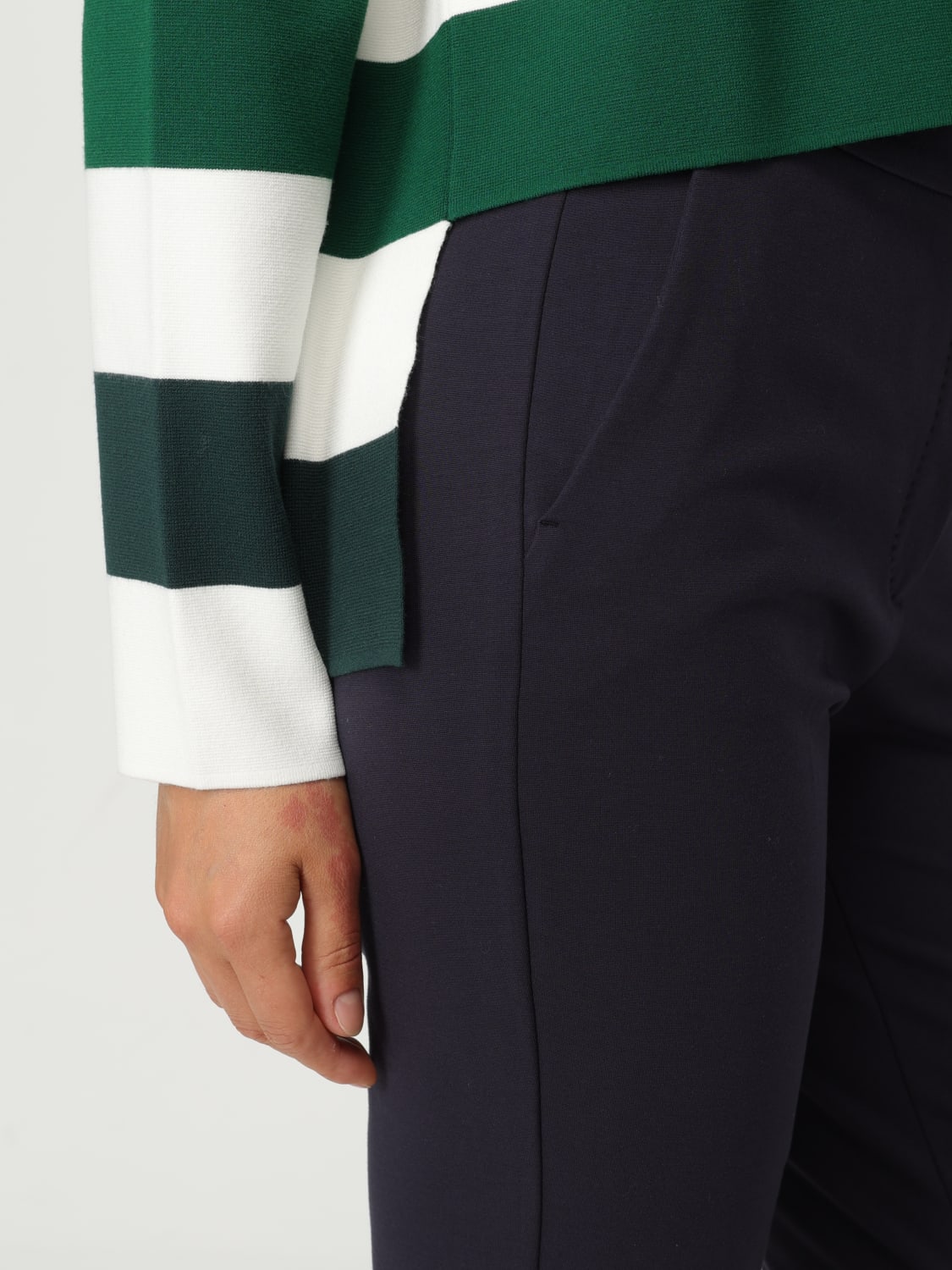 MAX MARA T-SHIRTS: T-shirt crop in misto viscosa a righe Max Mara, Bianco - Img 5