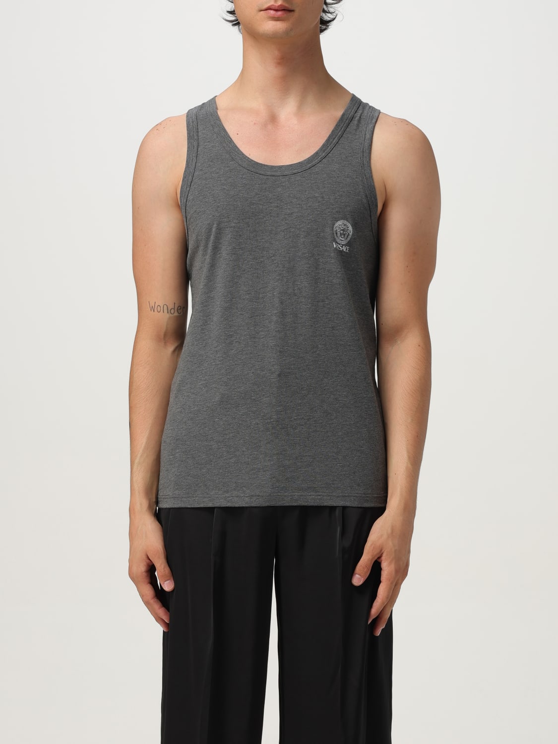 VERSACE T-SHIRT: Underwear men Versace, Grey - Img 1