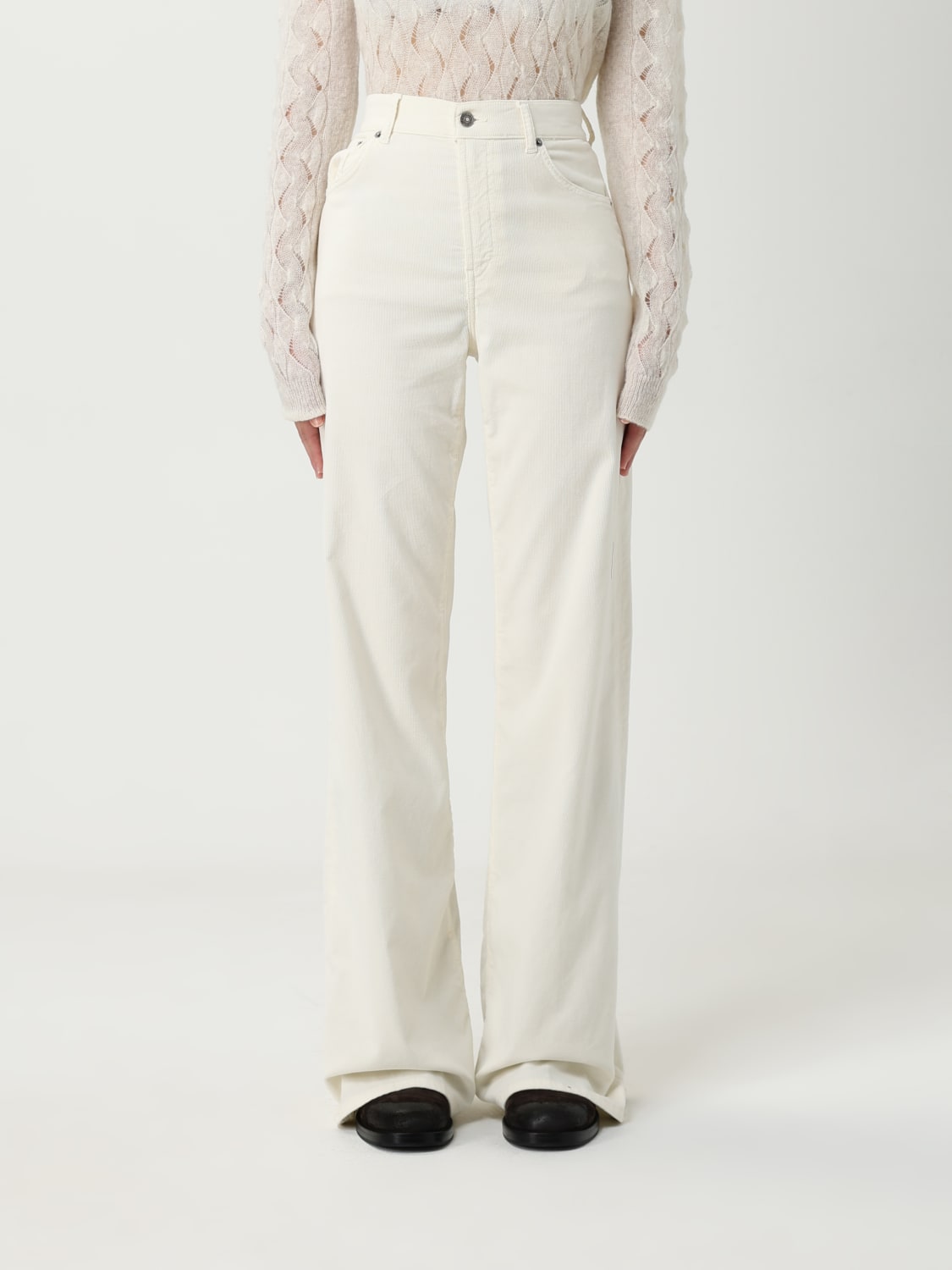 DONDUP PANTALONI: Pantalone Dondup in velluto a costine , Bianco - Img 1