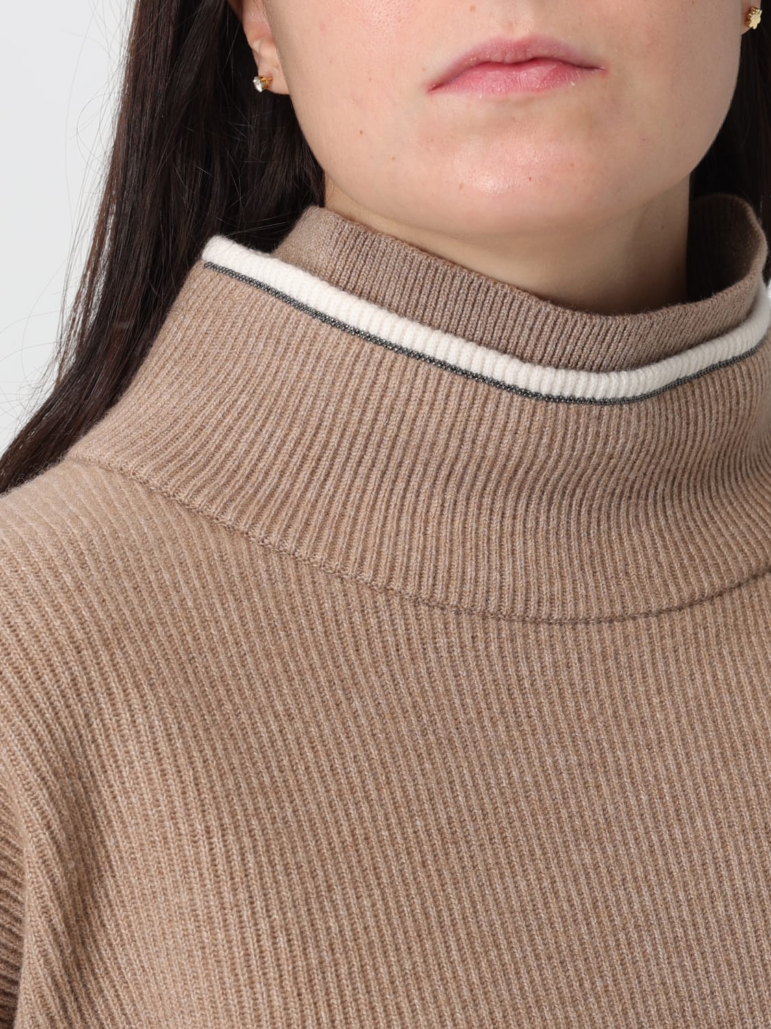 BRUNELLO CUCINELLI PULL: Pull femme Brunello Cucinelli, Noisette - Img 5