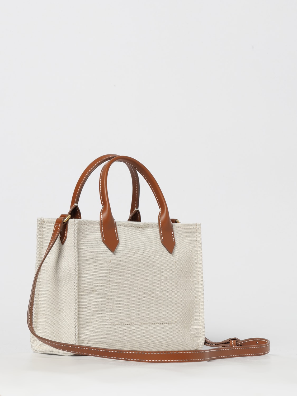 BALMAIN BORSA TOTE: Borsa B-Army 42 Balmain in canvas e pelle , Marrone - Img 3