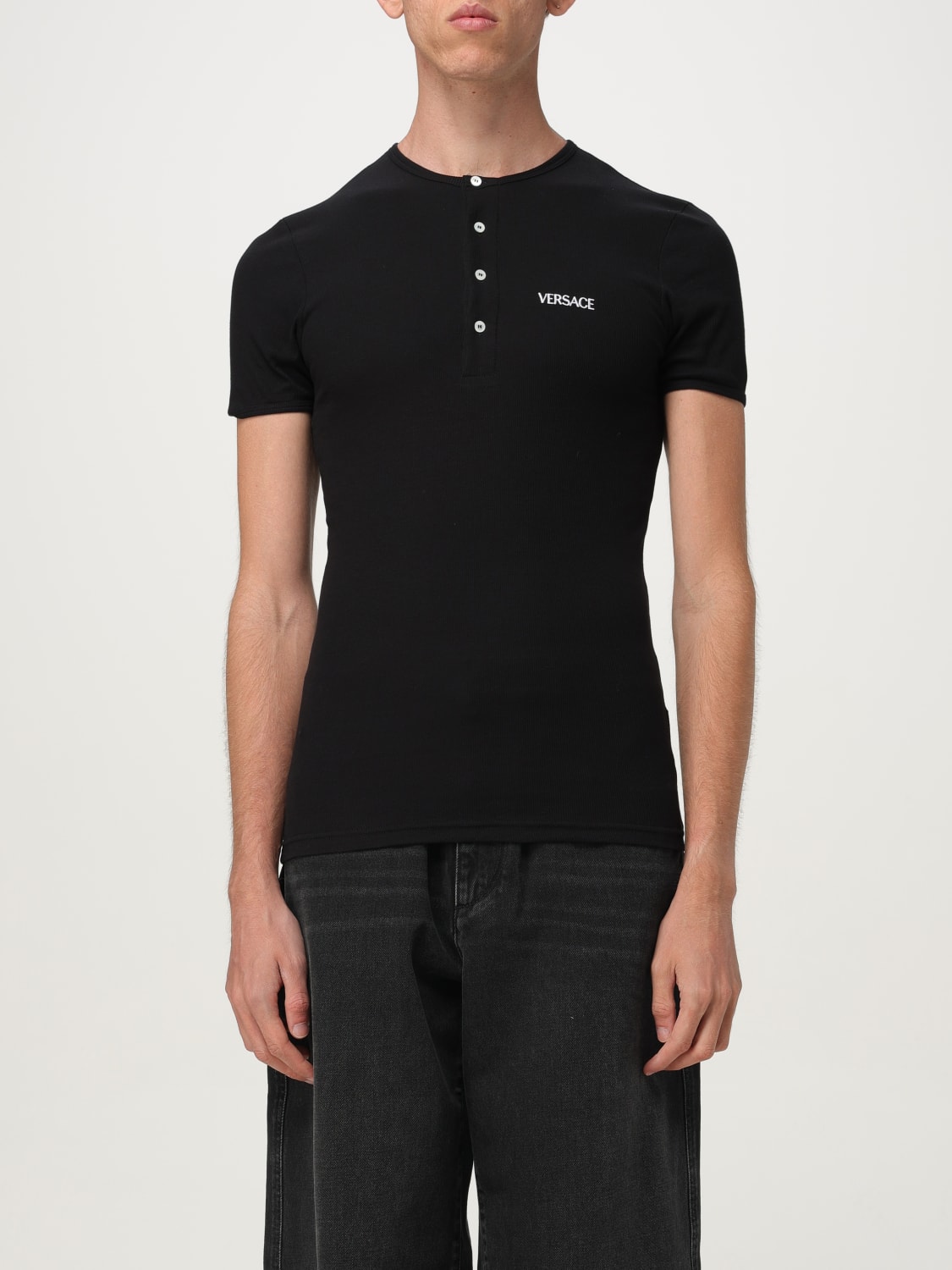 VERSACE T-SHIRT: Unterwäsche herren Versace, Schwarz - Img 1