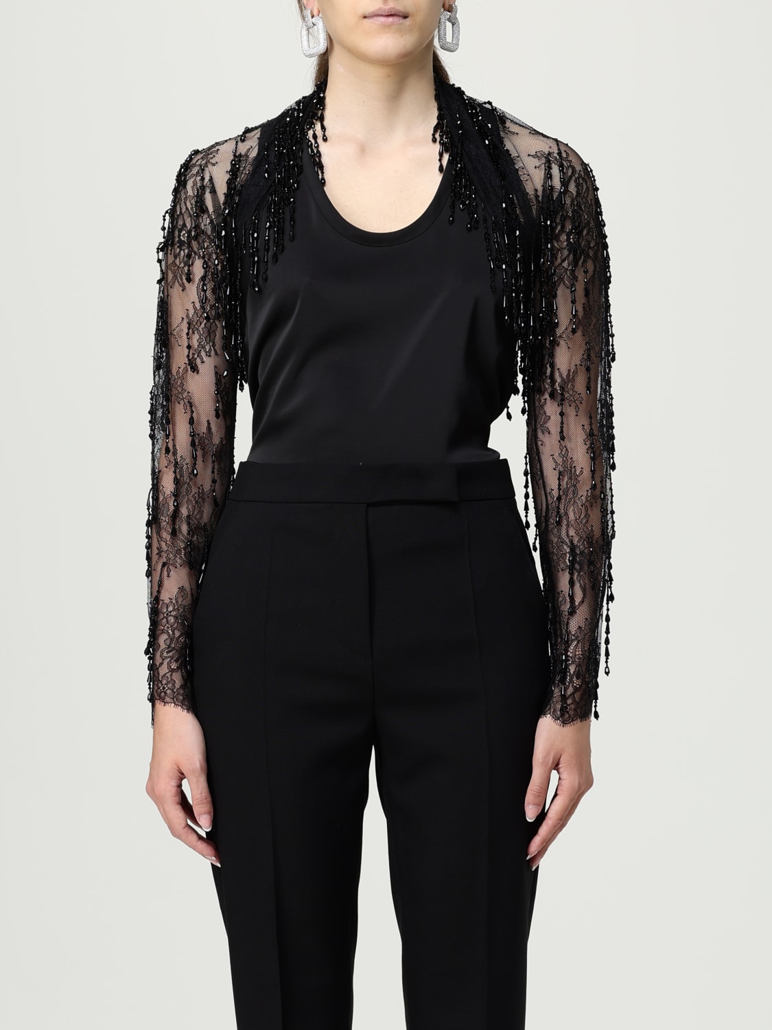 ALBERTA FERRETTI 外套: 围巾 女士 Alberta Ferretti, 黑色 - Img 1