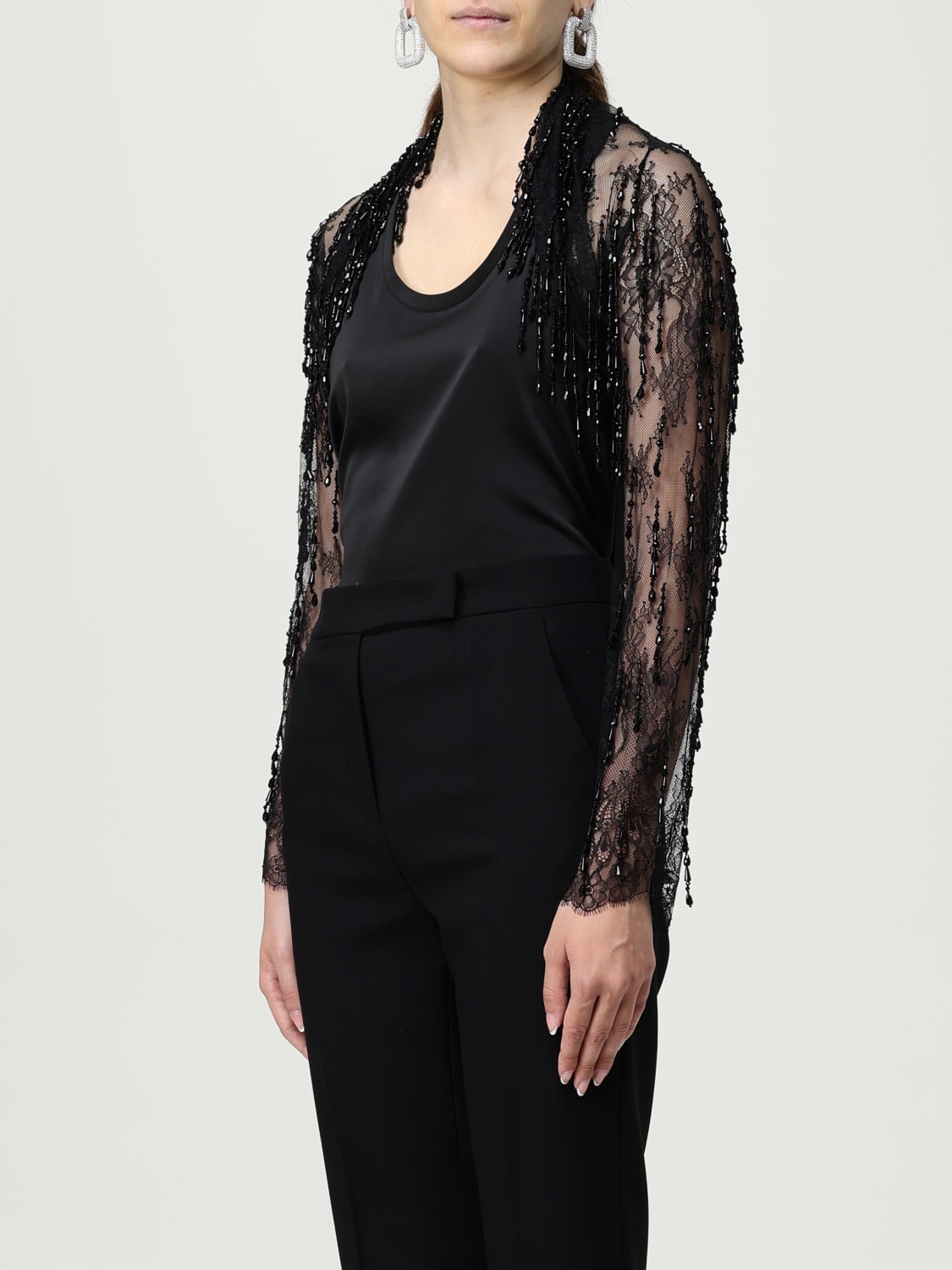 ALBERTA FERRETTI 外套: 围巾 女士 Alberta Ferretti, 黑色 - Img 4