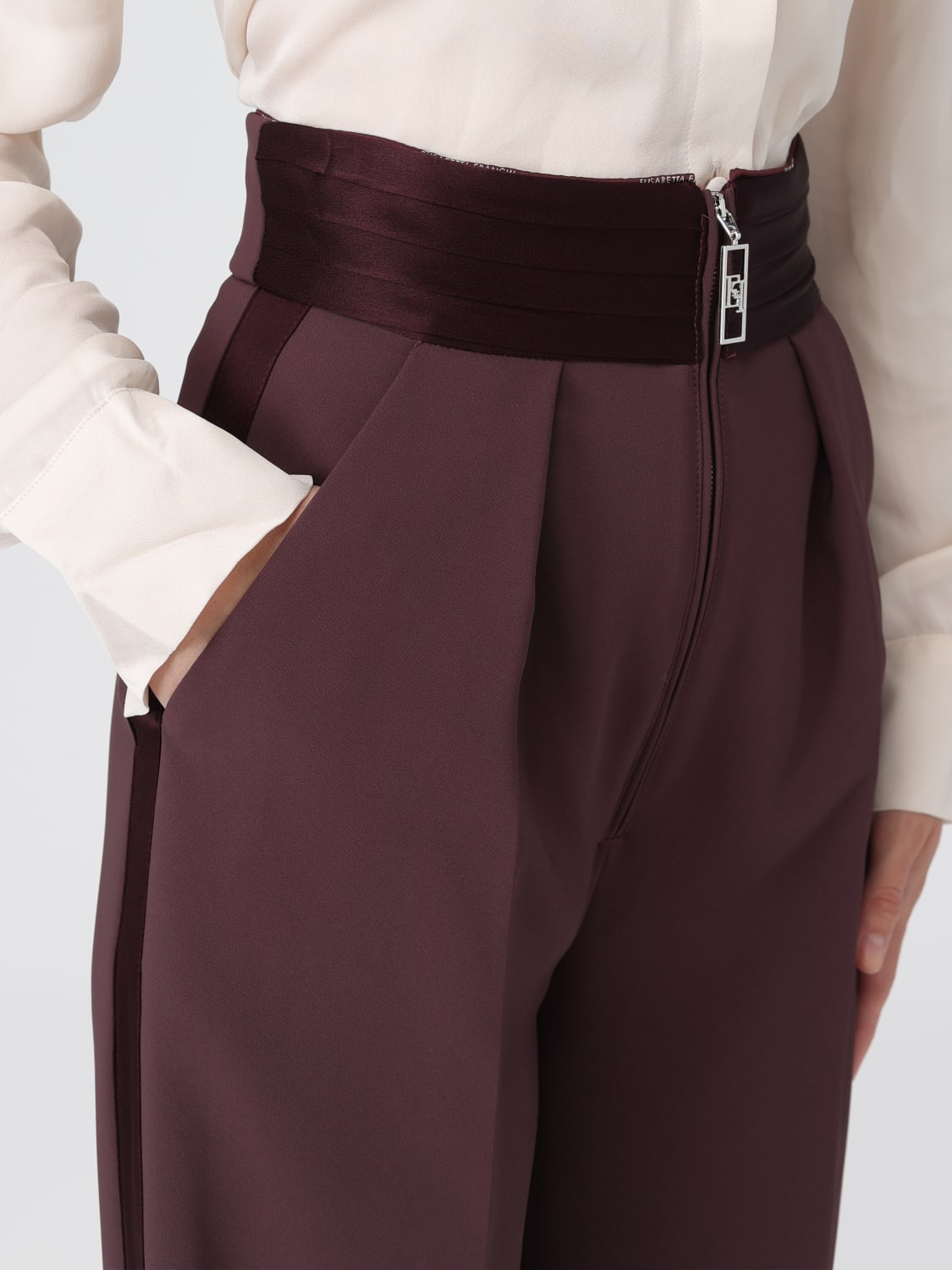 ELISABETTA FRANCHI PANTALONES: Pantalón mujer Elisabetta Franchi, Vino - Img 4