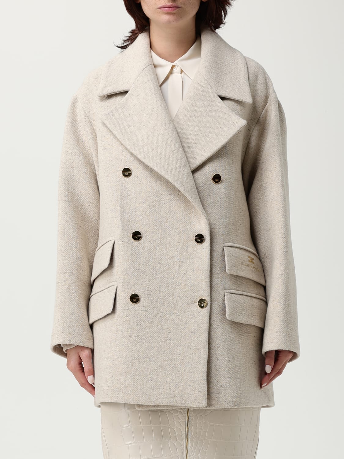 ELISABETTA FRANCHI COAT: Coat woman Elisabetta Franchi, Beige - Img 1