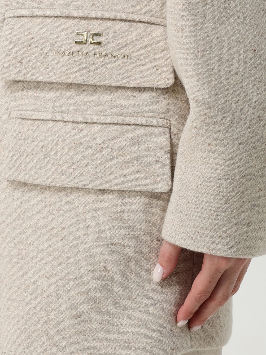 ELISABETTA FRANCHI COAT: Coat woman Elisabetta Franchi, Beige - Img 4