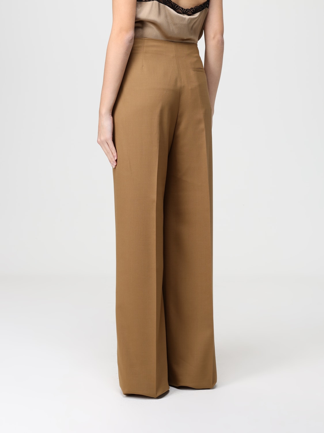 ALBERTA FERRETTI 裤子: 裤子 女士 Alberta Ferretti, 棕色 - Img 3