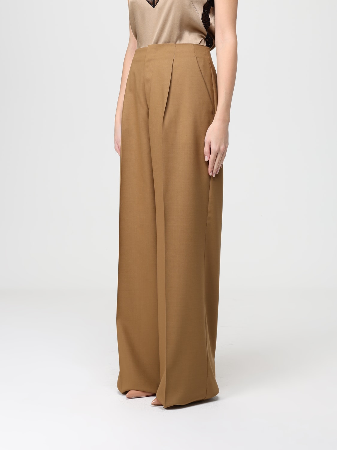 ALBERTA FERRETTI 裤子: 裤子 女士 Alberta Ferretti, 棕色 - Img 4