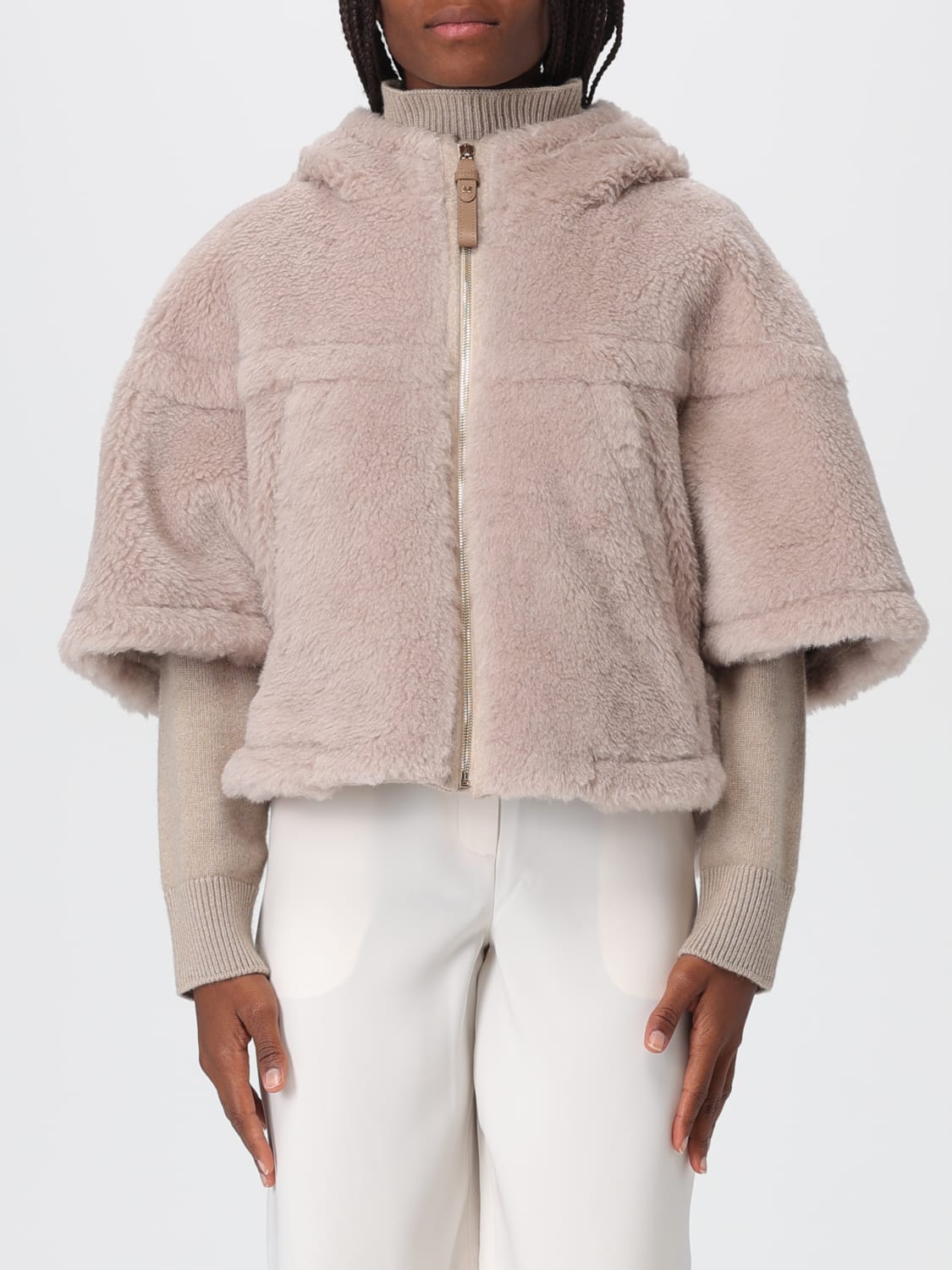 MAX MARA FUR COAT: Coat woman Max Mara, Beige - Img 1