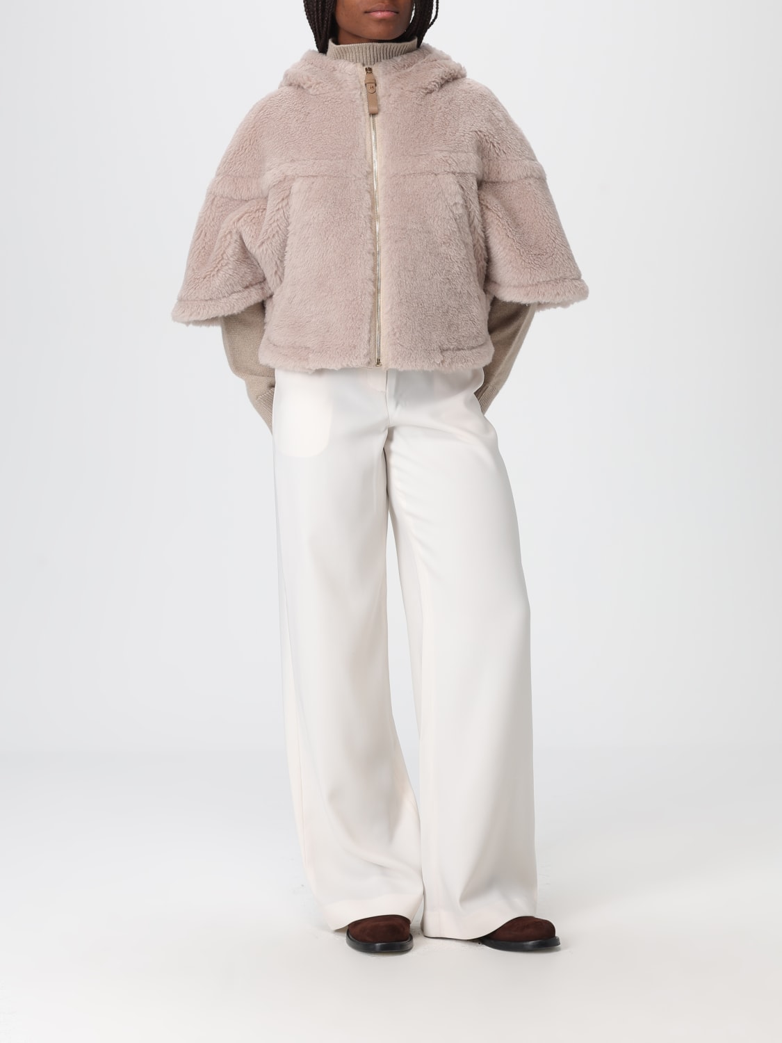 MAX MARA FUR COAT: Coat woman Max Mara, Beige - Img 2