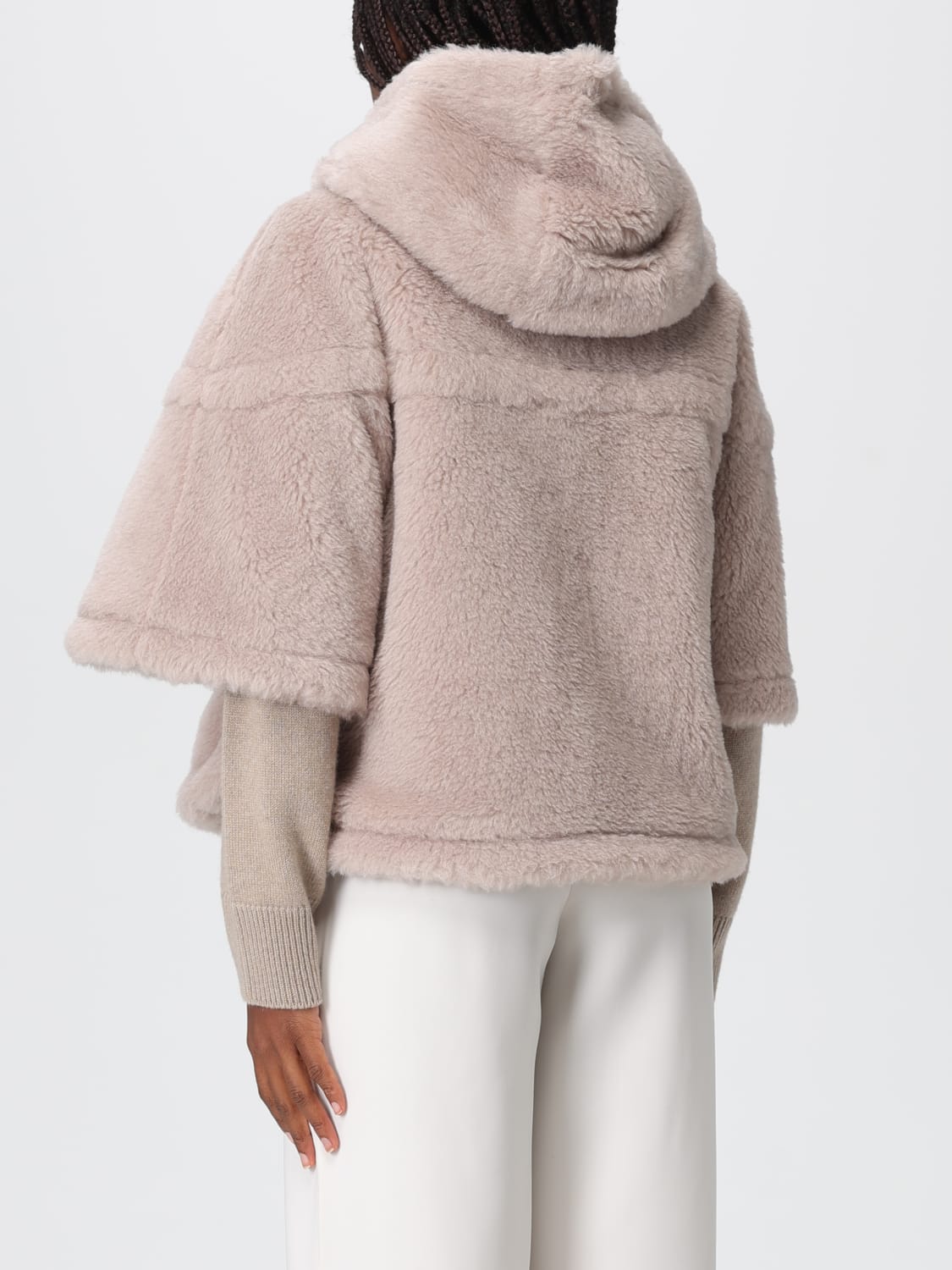 MAX MARA FUR COAT: Coat woman Max Mara, Beige - Img 3