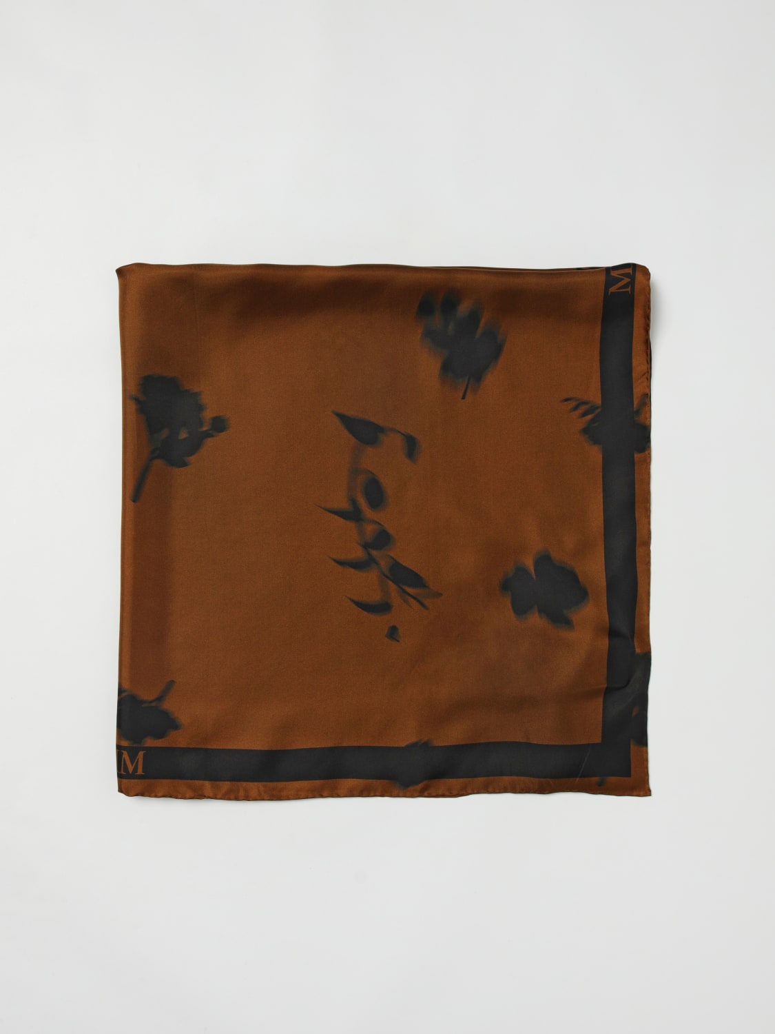 MM MAX MARA FOULARD: Foulard MM Max Mara in seta stampata , Tabacco - Img 1