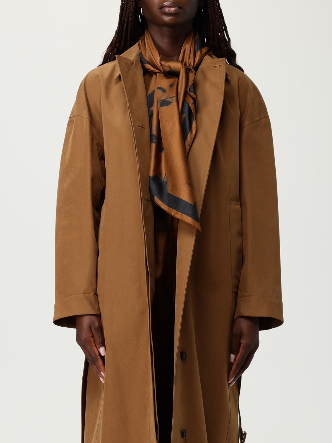 MM MAX MARA FOULARD: Foulard MM Max Mara in seta stampata , Tabacco - Img 2