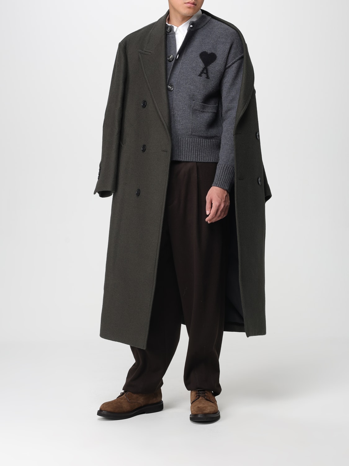 AMI PARIS 大衣: 大衣 男士 Ami Paris, 灰色 - Img 2