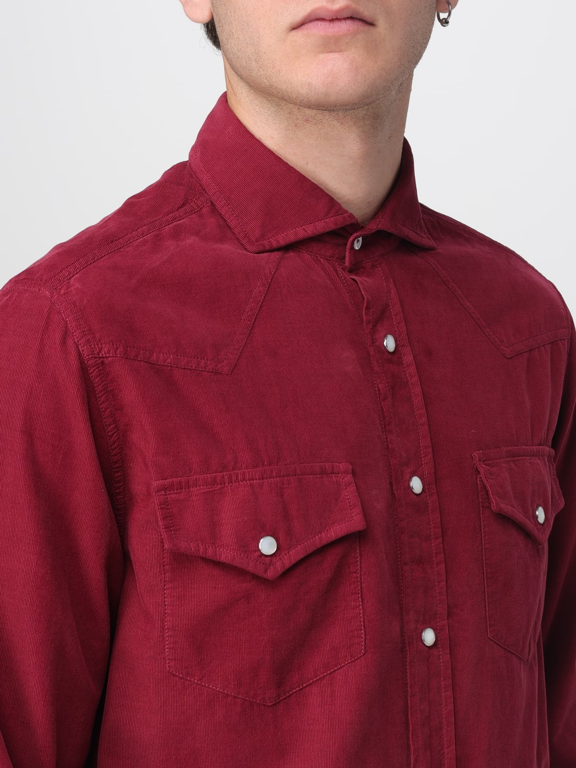 BRUNELLO CUCINELLI CAMICIA: Camicia Brunello Cucinelli in velluto a coste , Bordeaux - Img 5