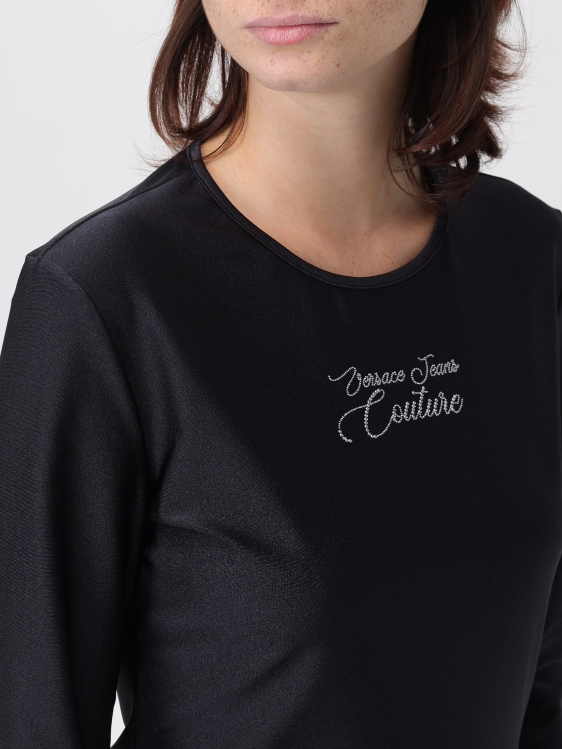 VERSACE JEANS COUTURE TOP: Body in tessuto tecnico stretch Versace Jeans Couture, Nero - Img 4