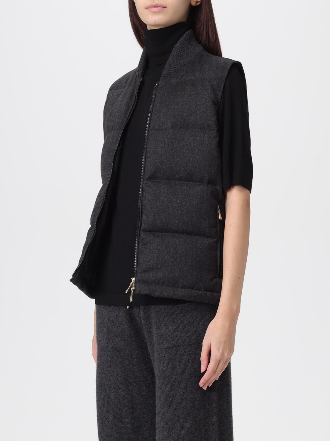 ELEVENTY GILET: Gilet trapuntato e imbottito Eleventy in lana vergine , Nero - Img 3