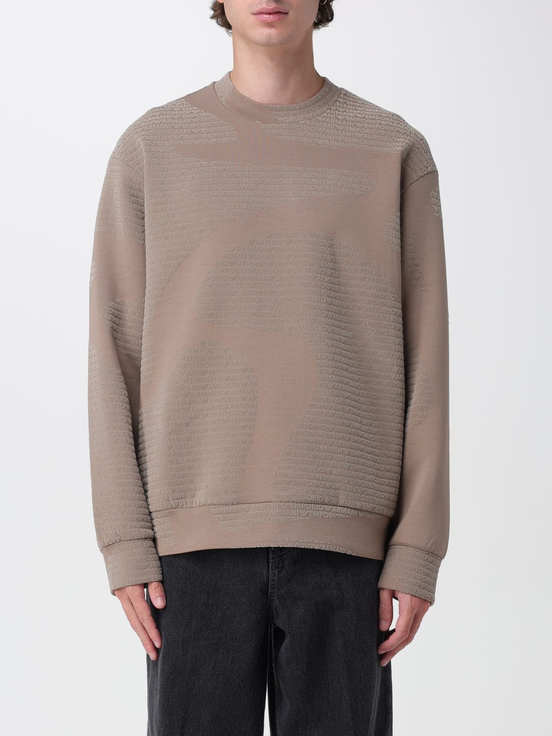 EMPORIO ARMANI SUDADERA: Sudadera hombre Emporio Armani, Marrón Barro - Img 1