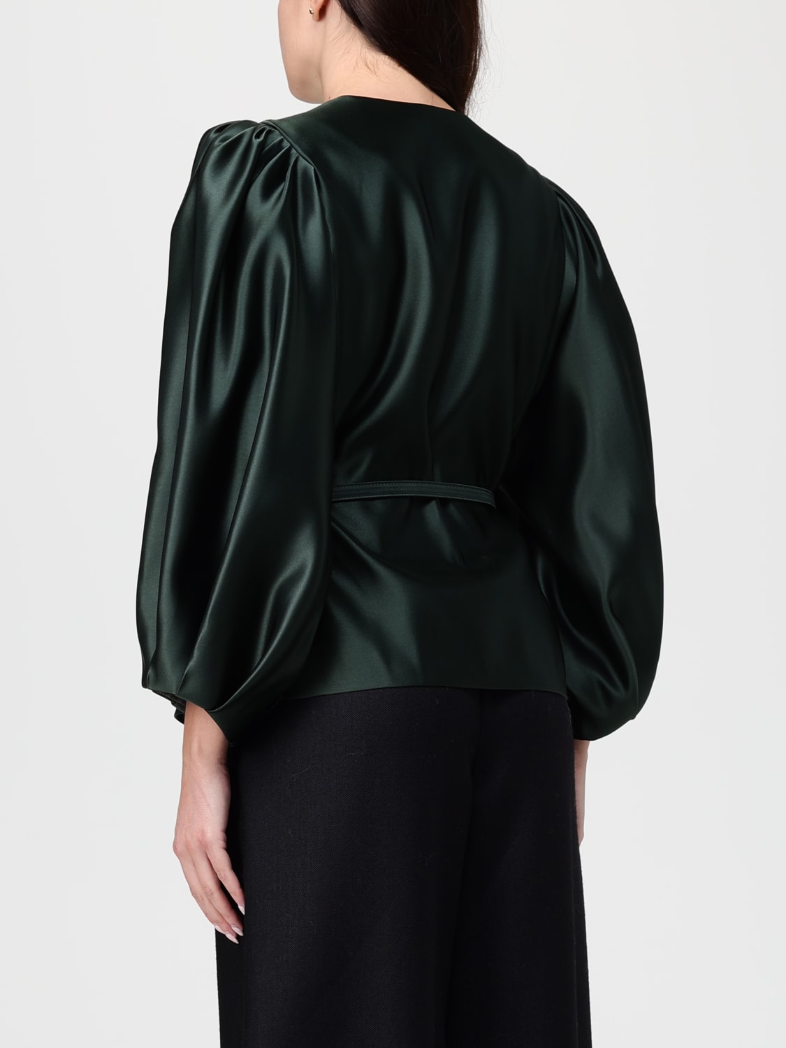 FENDI GIACCA: Giacca Fendi in seta con cinta , Verde - Img 3