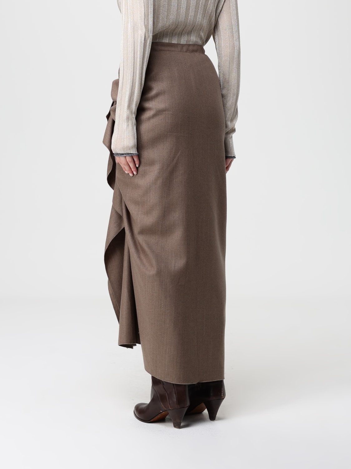 FABIANA FILIPPI GONNA: Gonna drappeggiata Fabiana Filippi in lana vergine , Beige - Img 3