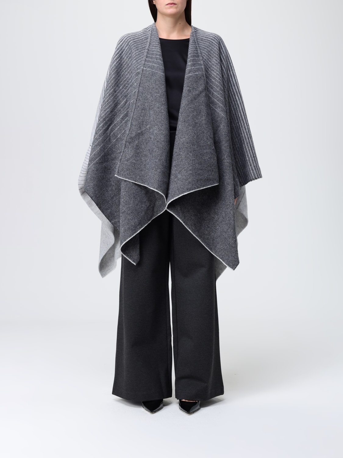 MM MAX MARA COAT: Scarf woman Mm Max Mara, Grey - Img 1