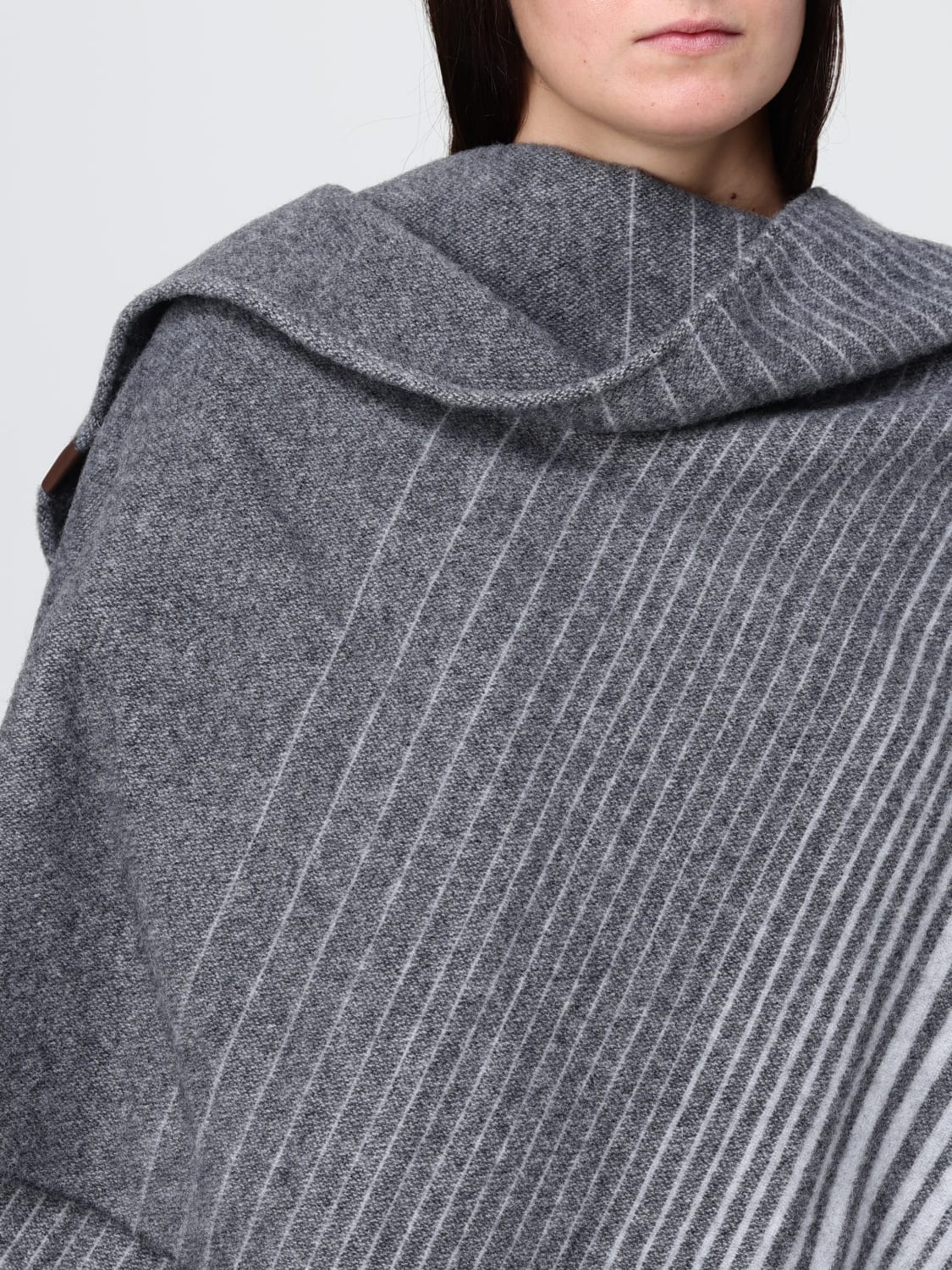 MM MAX MARA COAT: Scarf woman Mm Max Mara, Grey - Img 5