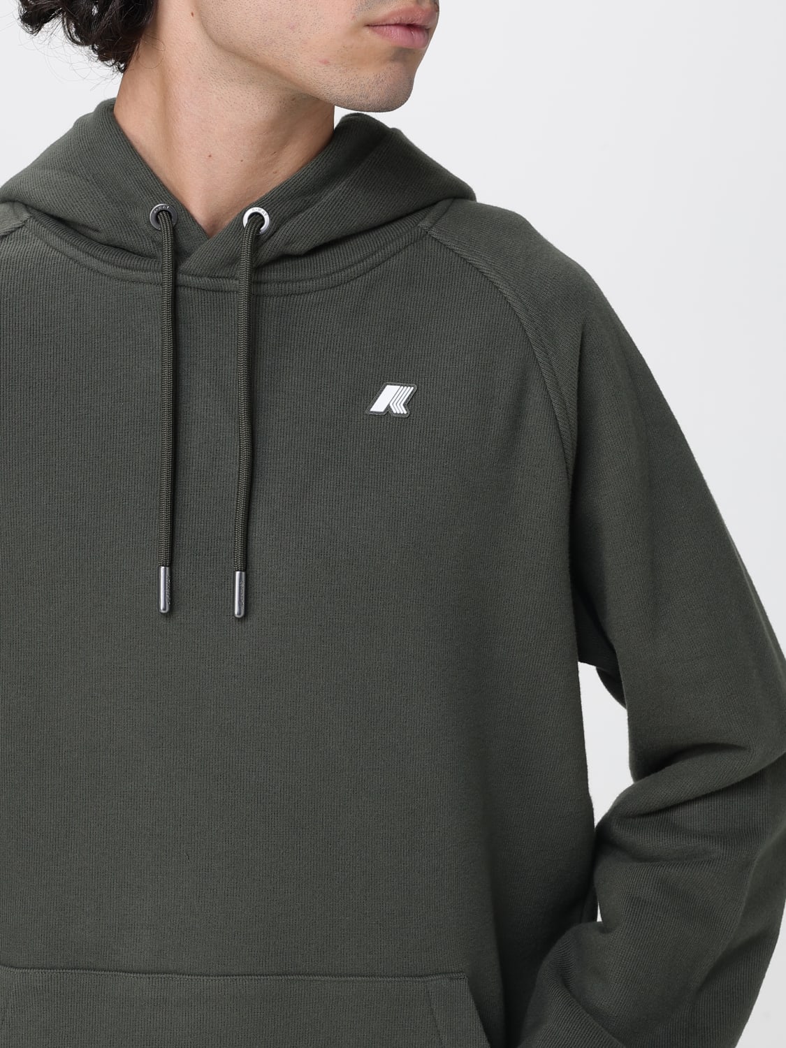K-WAY FELPA: Felpa con cappuccio in cotone con logo K-way, Verde - Img 3